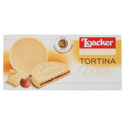 Loacker Tortina White Wafer ricoperto cioccolato bianco con crema nocciole 100% italiane 21gx3