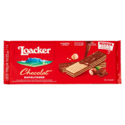 Loacker Wafer Chocolat ricoperti cioccolato al latte con crema alla nocciola Napolitaner wafers 118g