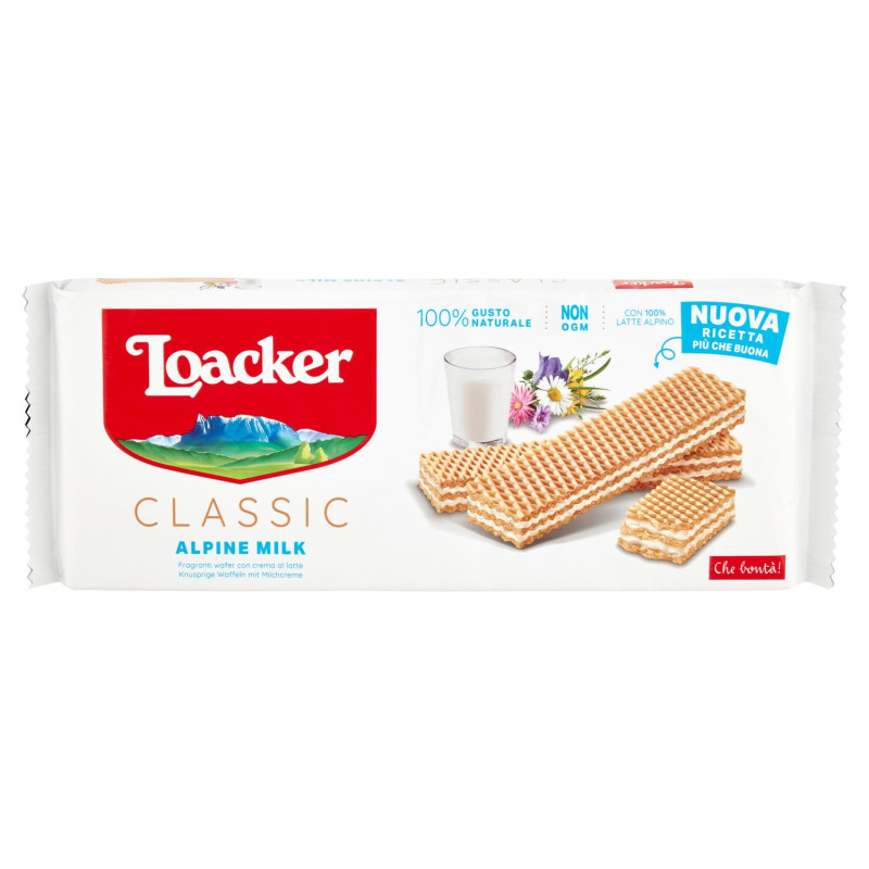 LOACKER WAFER CLASSIC ALPINE MILK WAFERS WITH NON-GMO ALPINE MILK CREAM 175 G