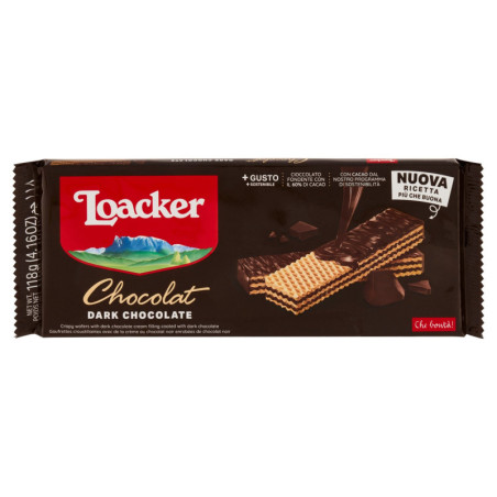 LOACKER OBLEAS DE CHOCOLAT CUBIERTAS DE CHOCOLATE NEGRO CON CREMA DE OBLEAS DE CHOCOLATE NEGRO 118G