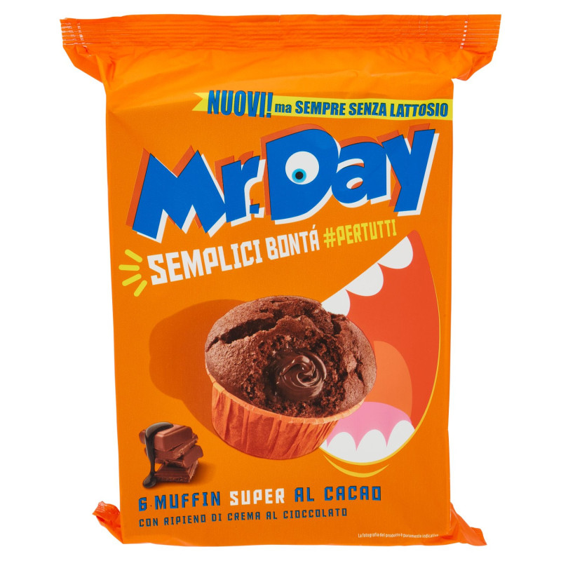 MR.DAY 6 SUPER MUFFINS DE CACAO CON RELLENO DE CREMA DE CHOCOLATE 6 X 50 G