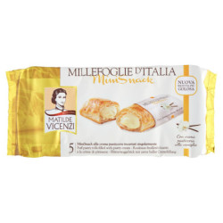 PASTICCERIA MATILDE VICENZI MILLEFOGLIE D'ITALIA MINI SNACK WITH VANILLA CUSTARD CREAM 5 X 25 G