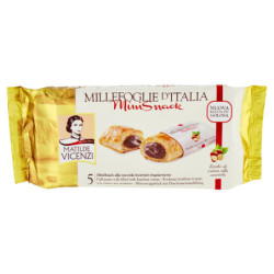 PASTICCERIA MATILDE VICENZI MILLEFOGLIE D'ITALIA MINI SNACKS RICH IN HAZELNUT CREAM 5 X 25 G