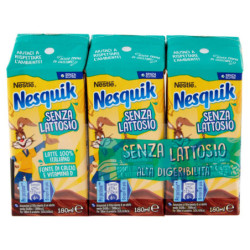 NESQUIK trinkfertiges, laktosefreies Getränk auf Basis von Milch und löslichem Kakao, 3 Stück à 180 ml