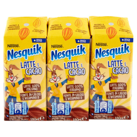 NESQUIK trinkfertiges Instant-Getränk auf Milch- und Kakaobasis, 3 Stück à 180 ml