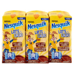 NESQUIK Pronto da Bere Bevanda a base di Latte e Cacao Solubile 3 brick da 180 ml