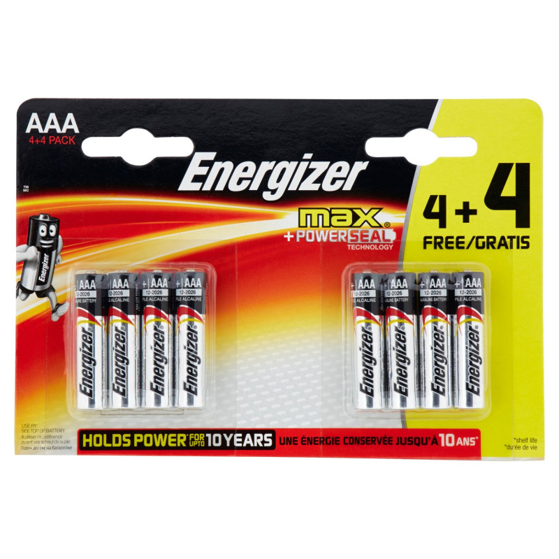 ENERGIZER MAX AAA MINI STILO 4 + 4 PZ