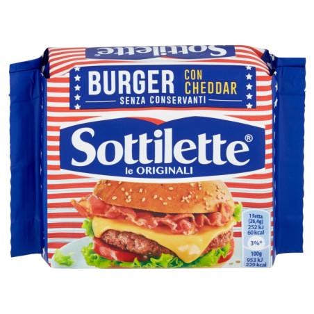 Sottilette Burger con Cheddar - formaggio fuso a fette - 185 g