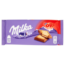 SANDWICH MILKA ORO, BARRA DE CHOCOLATE CON LECHE 100% ALPINO CON GALLETAS SAIWA ORO - 87G