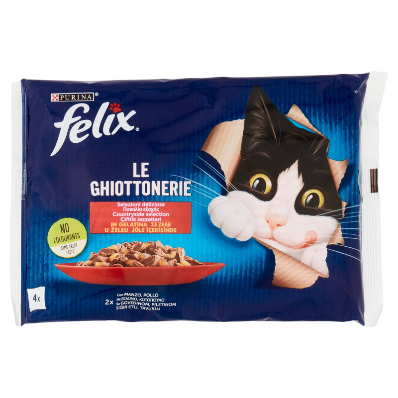 FELIX LE GIGOTTONERIE KÖSTLICHE AUSWAHL IN GELEE (RINDFLEISCH & HUHN) 4 X 85 G