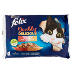 FELIX DOUBLY DELICIOUS SELEZIONI DELIZIOSE IN GELATINA (MANZO/POLLAME & TACCHINO/FEGATO) 4 X 85 G