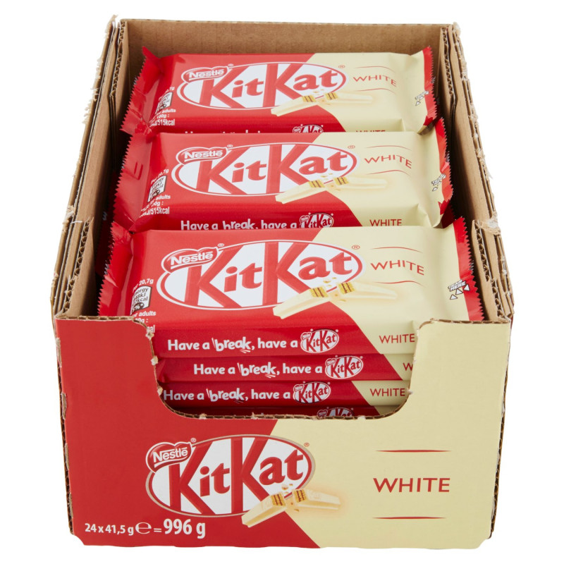 NESTLÉ KitKat White Wafer croccante avvolto da Cioccolato Bianco 24 snack da 41,5g