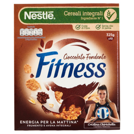 FITNESS CIOCCOLATO FONDENTE CEREALI CON FRUMENTO E AVENA INTEGRALI E FIOCCHI AL CIOCCOLATO 325G