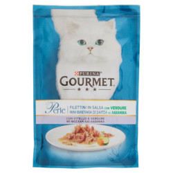 PURINA GOURMET-PERLENFILETS IN SAUCE MIT GEMÜSE MIT KALBFALSCH UND GEMÜSE 85 G