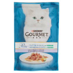 PURINA GOURMET-PERLENFILETS IN SAUCE MIT GEMÜSE MIT KALBFALSCH UND GEMÜSE 85 G