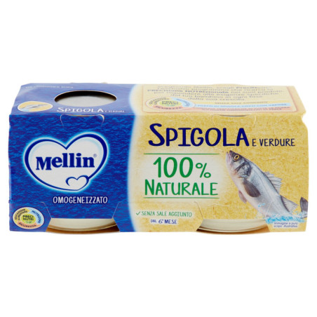 Mellin Spigola e Verdure 100% Naturale Omogeneizzato 2 x 80 g