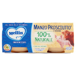 Mellin Manzo Prosciutto* e Verdure 100% Naturale Omogeneizzato 2 x 80 g