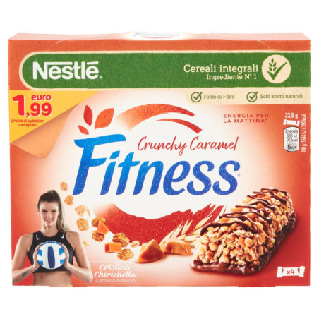 FITNESS Crunchy Caramel Barrette di cereali con cioccolato e caramello 4 pezzi da 23,5g