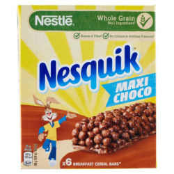 NESQUIK MAXI CHOCO CEREAL BARS WITH MILK CHOCOLATE 6 SNACKS OF 25 G