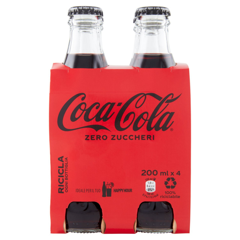 COCA-COLA ZERO ZUCCHERI 200 ML X 4 (VETRO)