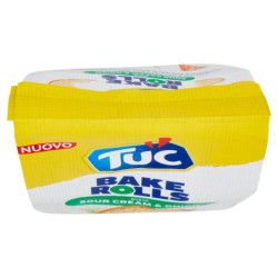 TUC BAKE ROLLS, CHIPS DE PAN DELGADOS Y CRUJIENTES CON CREMA AGRIA Y SABOR A CEBOLLA 150 G