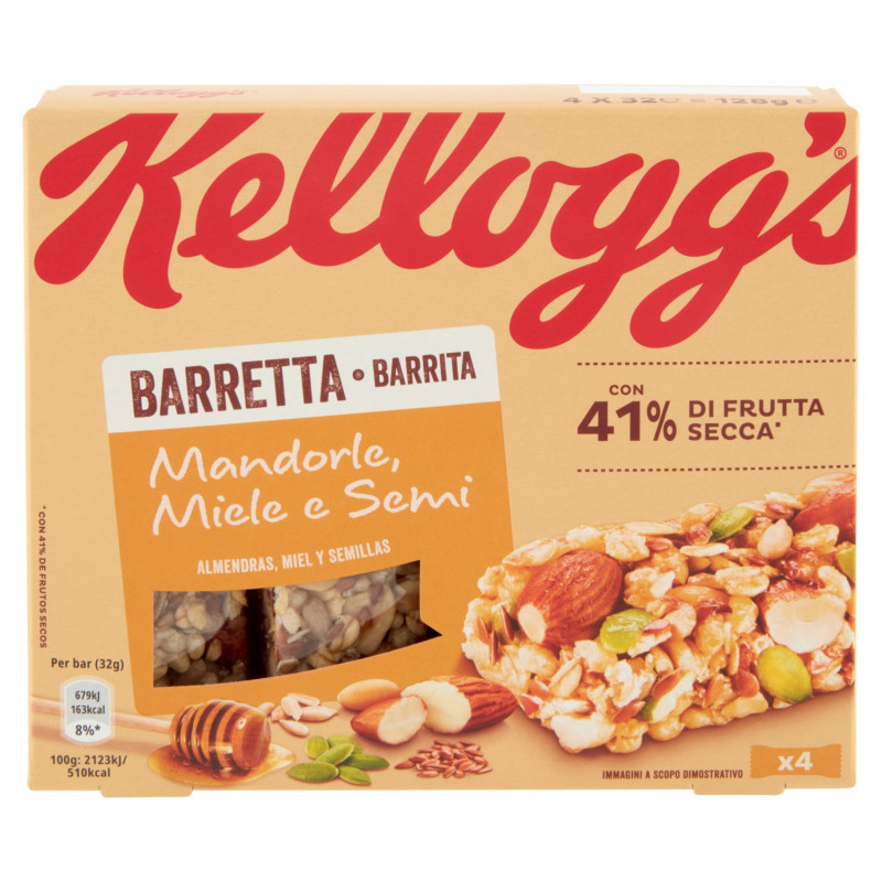 KELLOGG'S Riegel mit Mandeln, Honig und Samen, 4 x 32 g