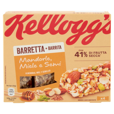 KELLOGG'S Riegel mit Mandeln, Honig und Samen, 4 x 32 g