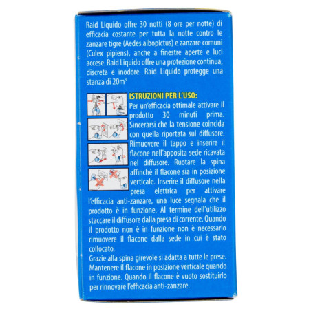 RECAMBIO DE LÍQUIDO ELÉCTRICO RAID, 30 NOCHES, INODORO, 21 ML