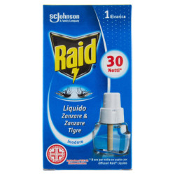 RECAMBIO DE LÍQUIDO ELÉCTRICO RAID, 30 NOCHES, INODORO, 21 ML