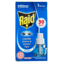 RECAMBIO DE LÍQUIDO ELÉCTRICO RAID, 30 NOCHES, INODORO, 21 ML