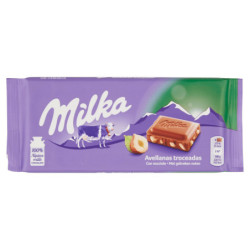 MILKA BAR OF 100% ALPINE MILK CHOCOLATE AND SCRATCHED HAZELNUTS - 100G