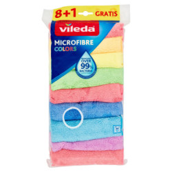 VILEDA MICROFIBER COLORS - REMOVE OVER 99%* OF BACTERIA, EVEN WITH JUST WATER. 9X 30X30 CM