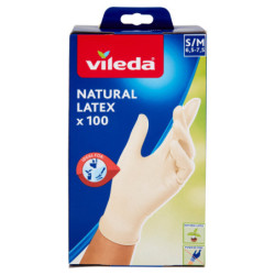 VILEDA MULTILATEX 100 DISPOSABLE GLOVES IN NATURAL LATEX, SIZE S/M