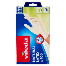 VILEDA MULTILATEX 100 DISPOSABLE GLOVES IN NATURAL LATEX, SIZE S/M