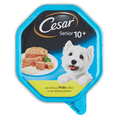 CESAR SENIOR 10+ ALIMENTACIÓN HÚMEDA PARA PERROS CON POLLO tierno y arroz 150 G