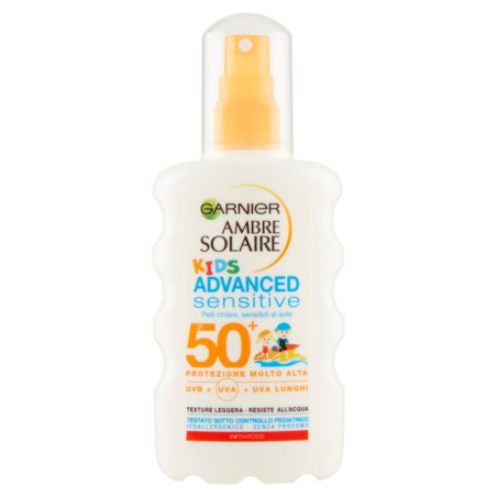 GARNIER AMBRE SOLAIRE CREMA PROTEZIONE SOLARE ADVANCED SENSITIVE KIDS, IP50+, 200 ML