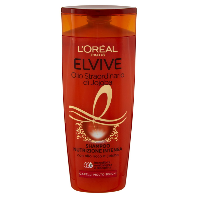 L'ORÉAL PARIS SHAMPOOING ELVIVE HUILE DE JOJOBA EXTRAORDINAIRE, NOURRIT INTENSEMENT CHEVEUX SECS, 250 ML