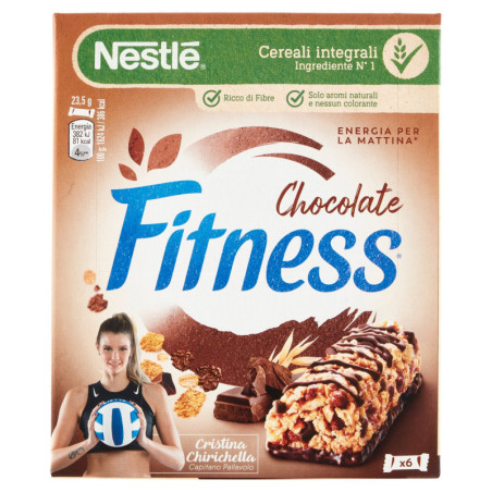 BARRITAS DE CEREAL DE CHOCOLATE FITNESS CON TRIGO, AVENA ENTERA Y CHOCOLATE 6 UNIDADES DE 23,5G