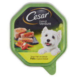 CESAR SELEZIONI DELL'ORTO NASSFUTTER HUNDE IM TABLETT MIT HUHN UND GARTENGEMÜSEHERZ 150 G