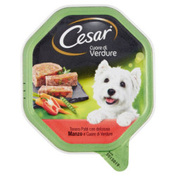 CESAR SELEZIONI DELL'ORTO NASSFUTTER HUNDE IM TABLETT MIT RINDFLEISCH UND GARTENGEMÜSEHERZ 150 G