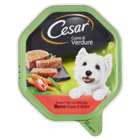 CESAR SELEZIONI DELL'ORTO NASSFUTTER HUNDE IM TABLETT MIT RINDFLEISCH UND GARTENGEMÜSEHERZ 150 G