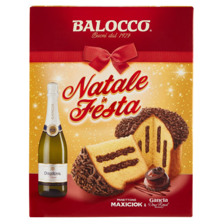 BALOCCO NATALE IN FESTA PANETTONE MAXICIOK 800G & GANCIA DOUX ROYAL DESSERT 75 CL